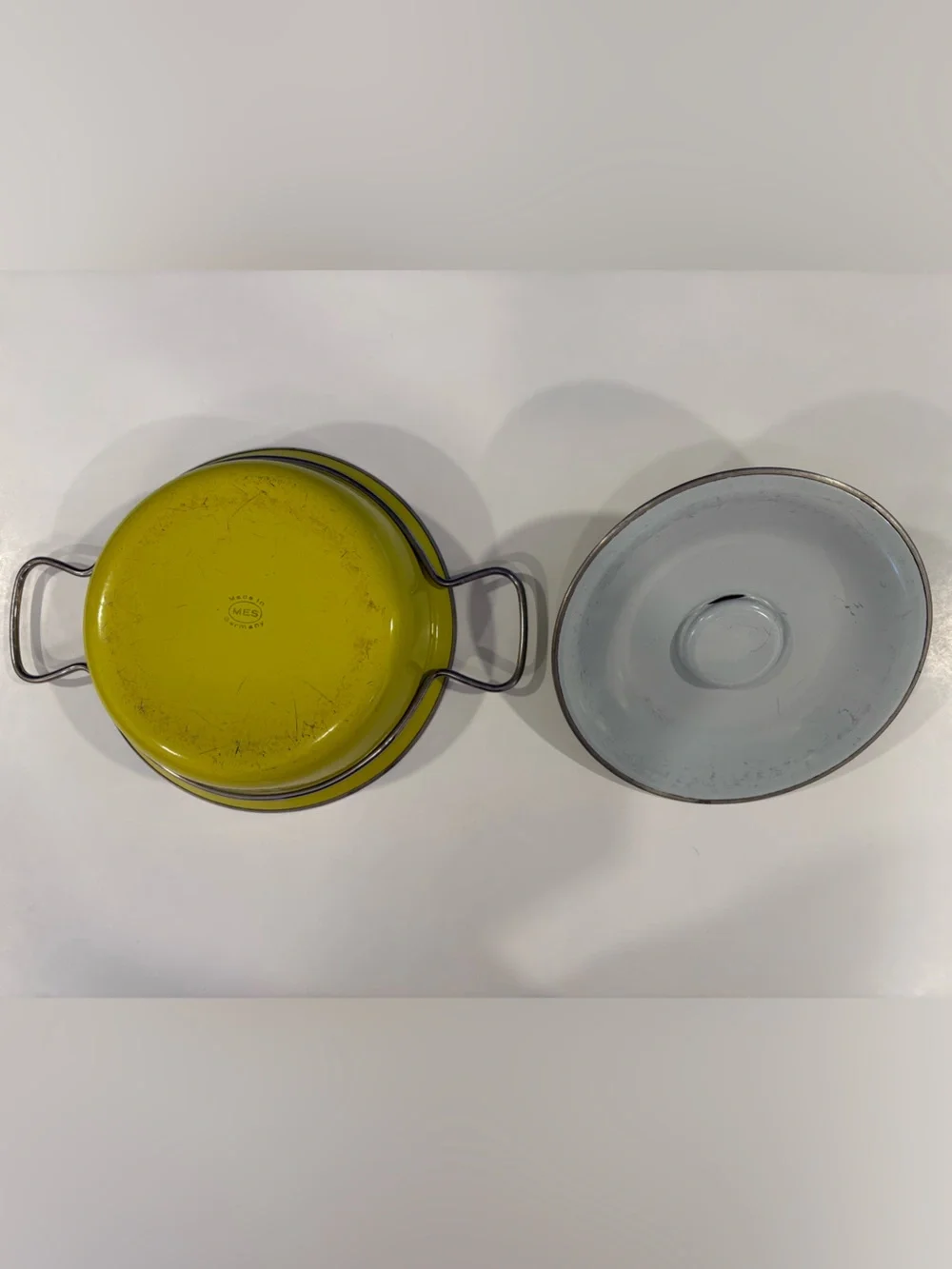 Mid-Century Modern MES Yellow Enamel Covered Casserole Pot German 60